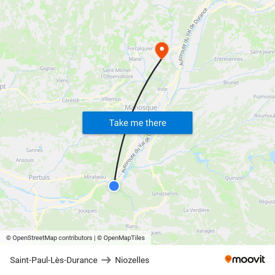 Saint-Paul-Lès-Durance to Niozelles map
