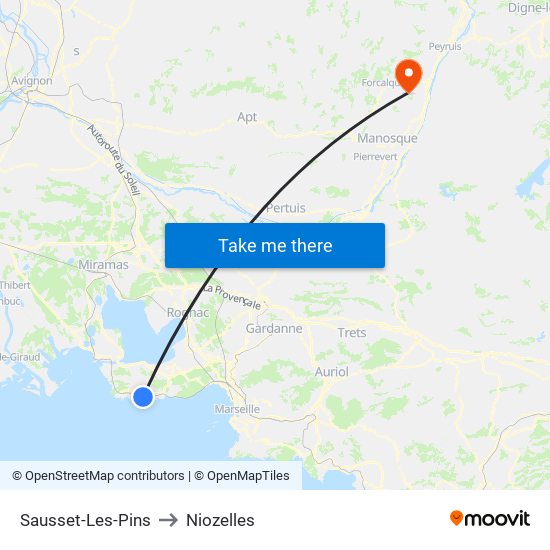 Sausset-Les-Pins to Niozelles map