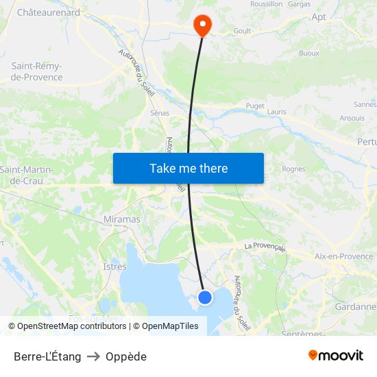 Berre-L'Étang to Oppède map