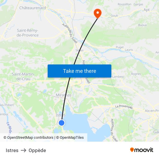 Istres to Oppède map