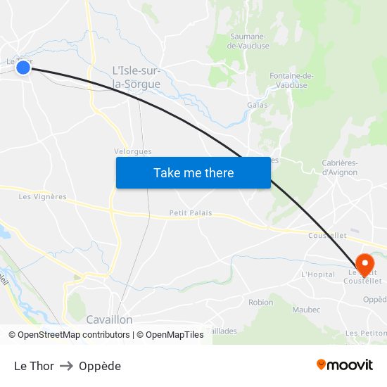Le Thor to Oppède map