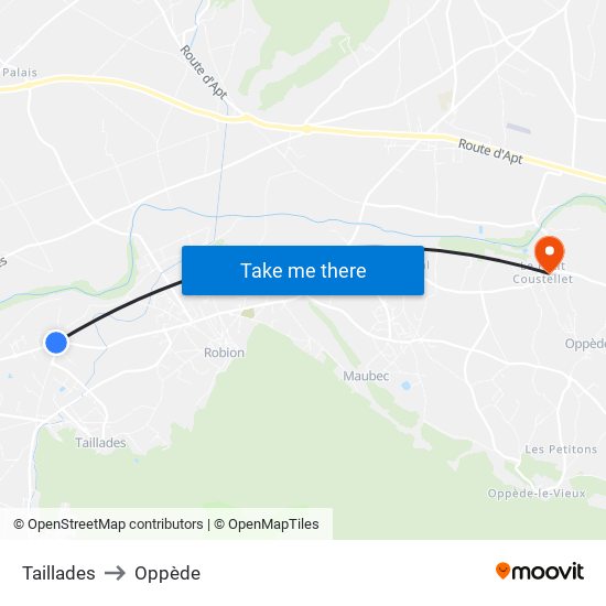 Taillades to Oppède map