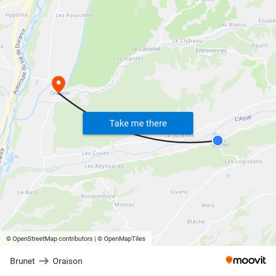 Brunet to Oraison map