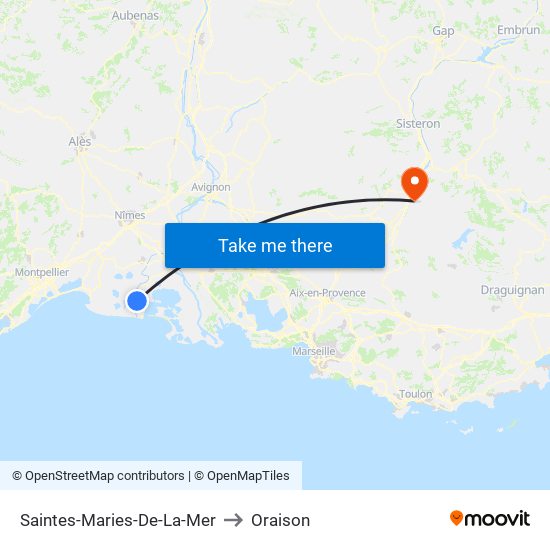 Saintes-Maries-De-La-Mer to Oraison map