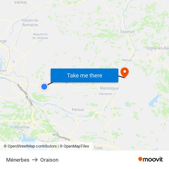 Ménerbes to Oraison map