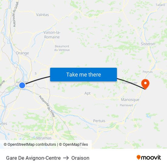 Gare De Avignon-Centre to Oraison map