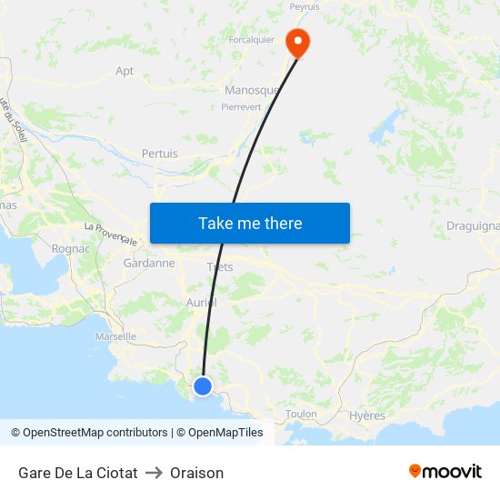 Gare De La Ciotat to Oraison map