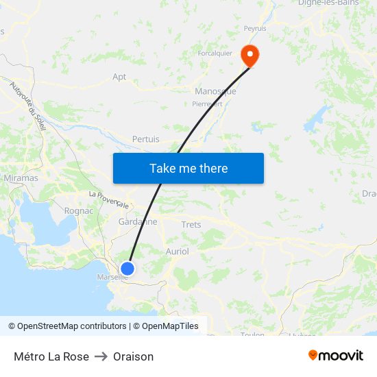 Métro La Rose to Oraison map