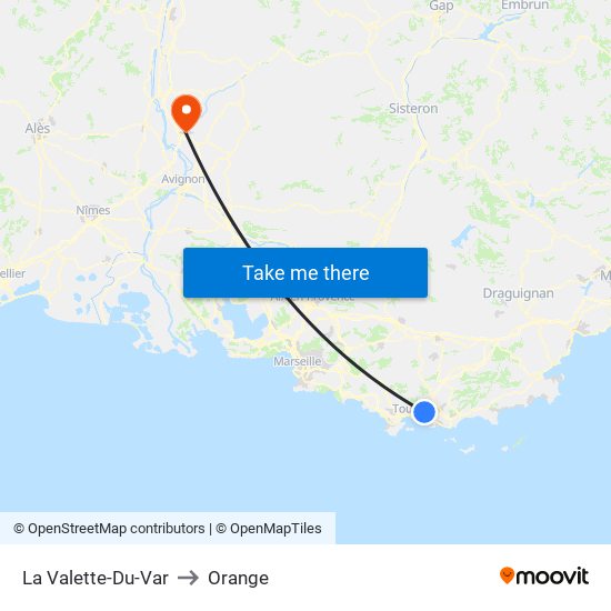 La Valette-Du-Var to Orange map