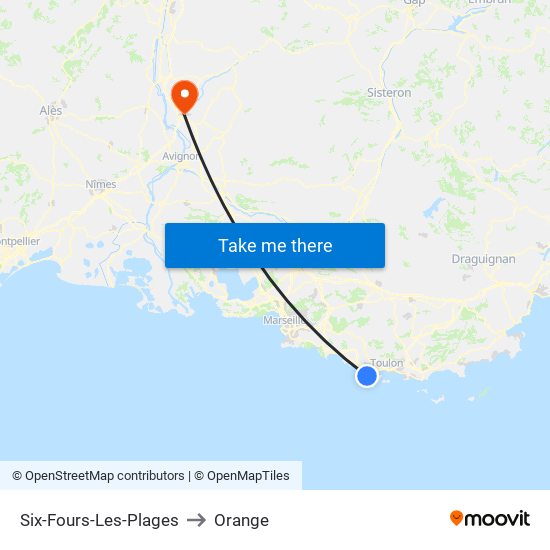 Six-Fours-Les-Plages to Orange map