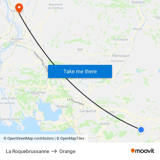 La Roquebrussanne to Orange map