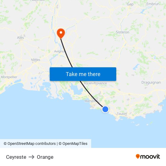 Ceyreste to Orange map