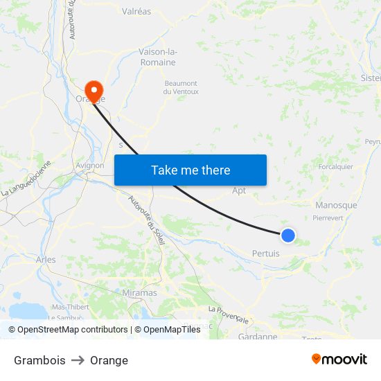Grambois to Orange map