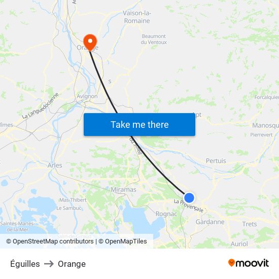 Éguilles to Orange map