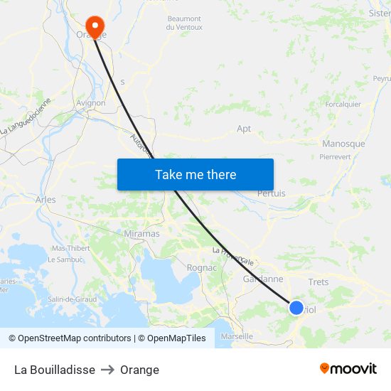 La Bouilladisse to Orange map