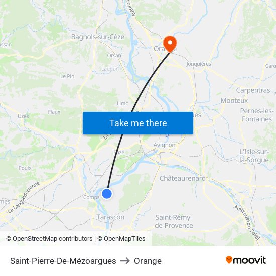 Saint-Pierre-De-Mézoargues to Orange map