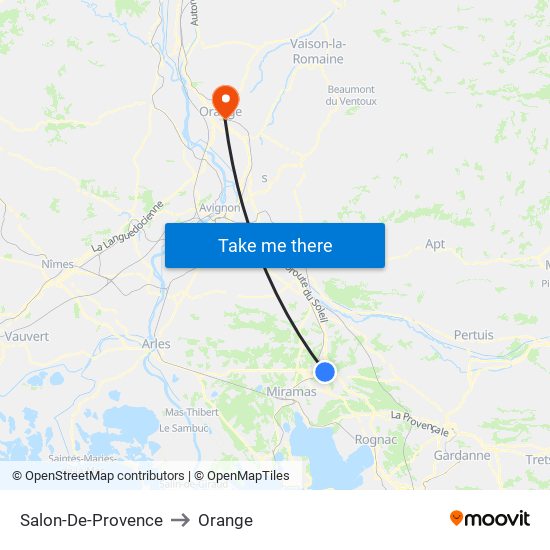 Salon-De-Provence to Orange map