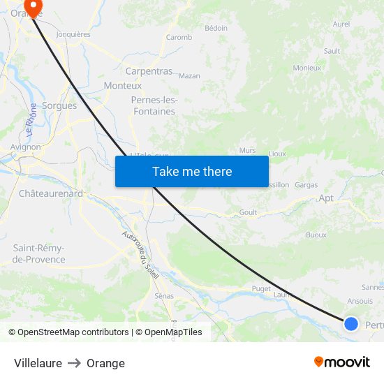 Villelaure to Orange map