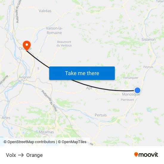 Volx to Orange map