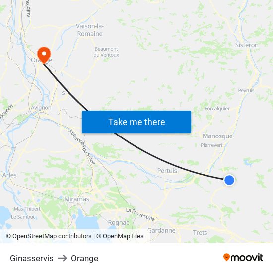 Ginasservis to Orange map