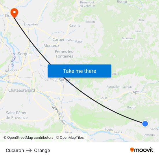 Cucuron to Orange map