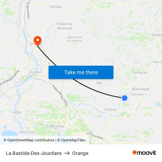 La Bastide-Des-Jourdans to Orange map