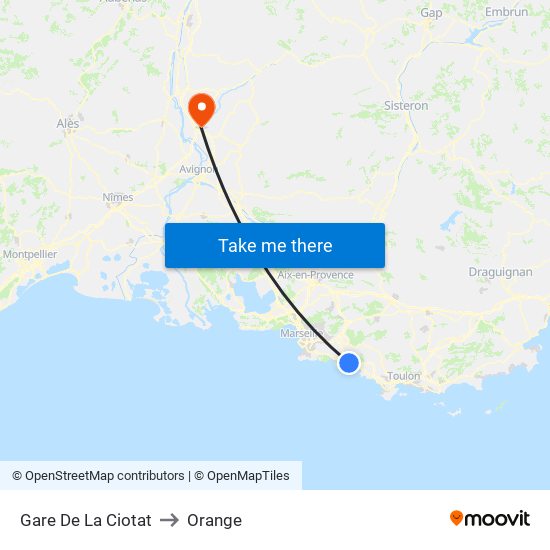 Gare De La Ciotat to Orange map
