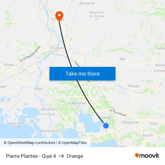 Pierre Plantée - Quai 4 to Orange map