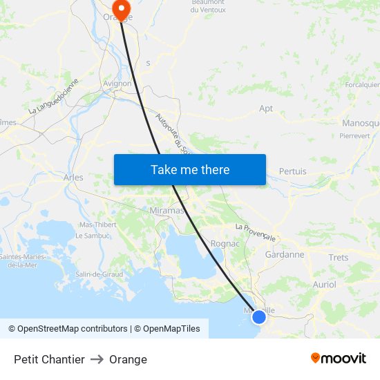 Petit Chantier to Orange map