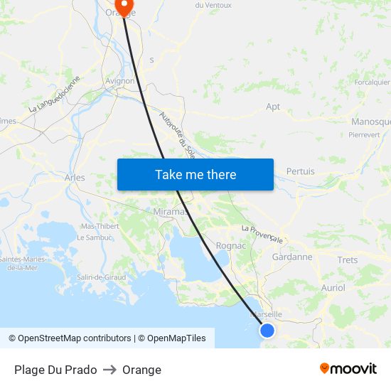 Plage Du Prado to Orange map