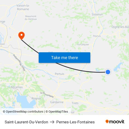 Saint-Laurent-Du-Verdon to Pernes-Les-Fontaines map