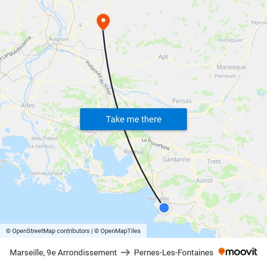 Marseille, 9e Arrondissement to Pernes-Les-Fontaines map