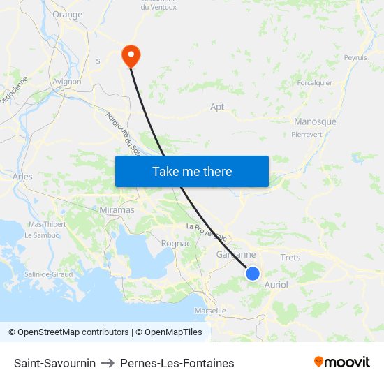 Saint-Savournin to Pernes-Les-Fontaines map