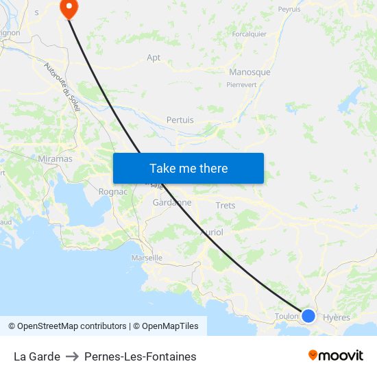 La Garde to Pernes-Les-Fontaines map