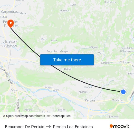 Beaumont-De-Pertuis to Pernes-Les-Fontaines map