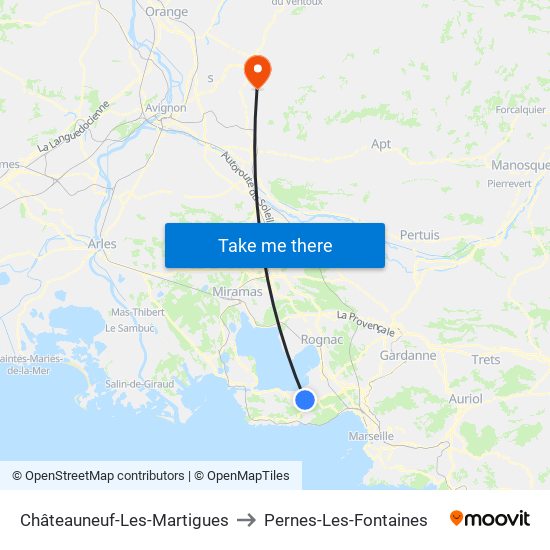 Châteauneuf-Les-Martigues to Pernes-Les-Fontaines map