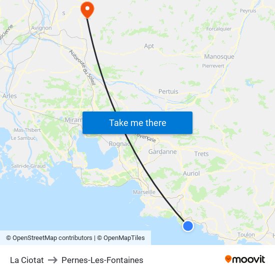 La Ciotat to Pernes-Les-Fontaines map