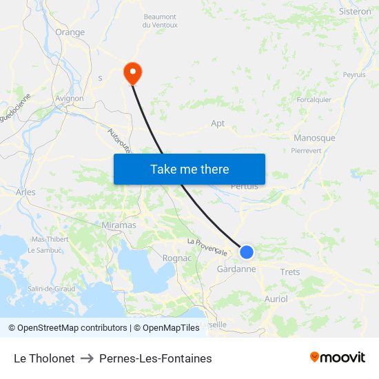 Le Tholonet to Pernes-Les-Fontaines map