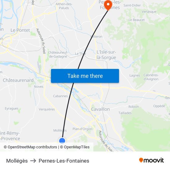 Mollégès to Pernes-Les-Fontaines map