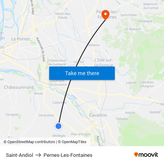 Saint-Andiol to Pernes-Les-Fontaines map