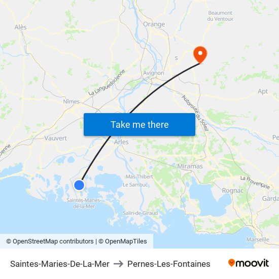 Saintes-Maries-De-La-Mer to Pernes-Les-Fontaines map