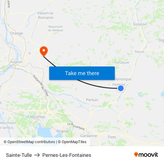 Sainte-Tulle to Pernes-Les-Fontaines map