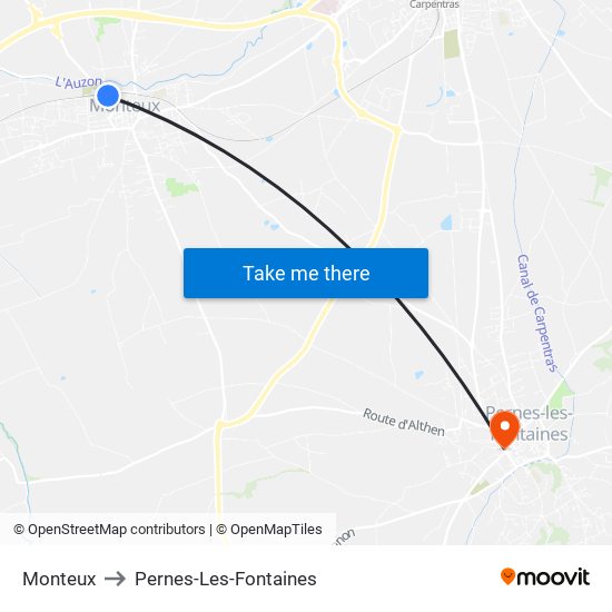 Monteux to Pernes-Les-Fontaines map