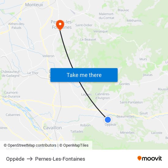 Oppède to Pernes-Les-Fontaines map