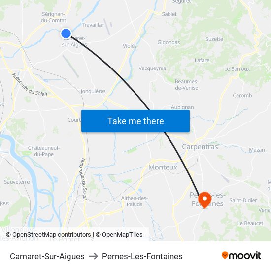 Camaret-Sur-Aigues to Pernes-Les-Fontaines map