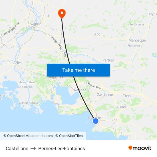 Castellane to Pernes-Les-Fontaines map