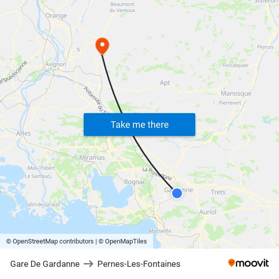 Gare De Gardanne to Pernes-Les-Fontaines map