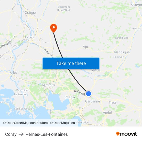 Corsy to Pernes-Les-Fontaines map