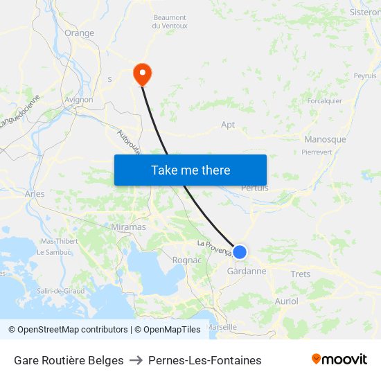 Gare Routière Belges to Pernes-Les-Fontaines map