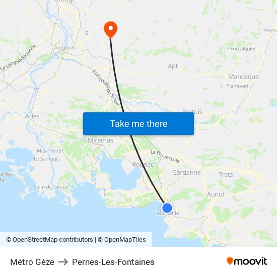 Métro Gèze to Pernes-Les-Fontaines map